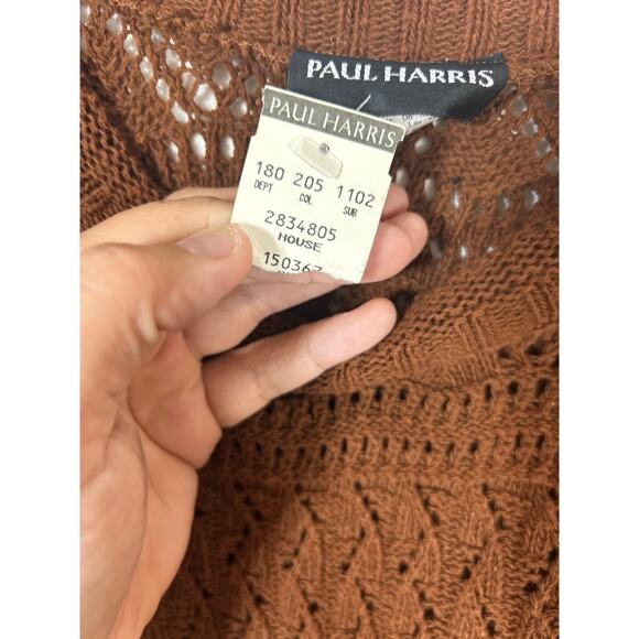 Vintage Sweater Medium Brown NEW Old Stock Open Knit Paul Harris USA - Picture 8 of 11